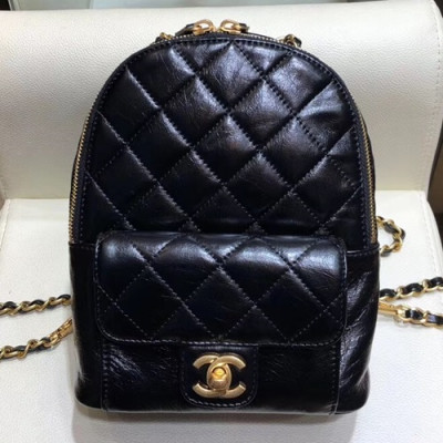 Chanel 2019 Leather Back Pack,21CM - 샤넬 2019 레더 여성용 백팩, CHAB1199,21CM,블랙