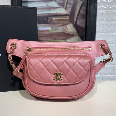 Chanel 2019 Women Leather Belt Bag ,20CM - 샤넬 2019 여성용 레더 벨트백,CHAB1203,20CM,핑크