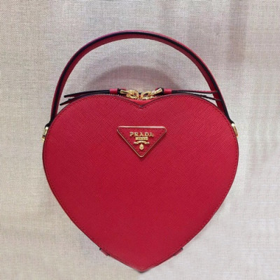 Prada 2019 Women Leather Odette Heart Tote Shoulder Bag ,19.5CM - 프라다 2019 여성용 레더 오뎃 하트 토트 숄더백 1BH144-5,19.5CM,레드