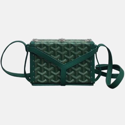 Goyard 2019 PVC & Leather Shoulder Cross Bag,16.5cm - 고야드 2019 PVC & 레더 여성용 숄더 크로스백,GYB0192,16.5cm,그린