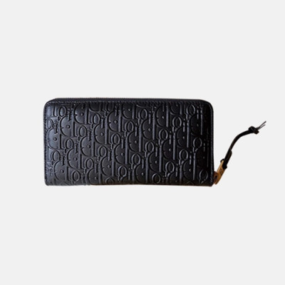 Dior 2019 Ladies Leather Zip Round Wallet,20cm - 디올 2019 여성용 레더 지퍼 라운드 장지갑  DIOW0010 ,20CM,블랙