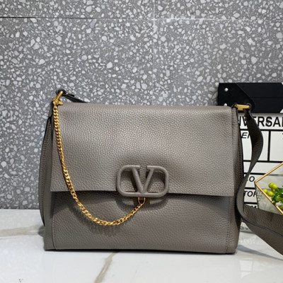 Valentino 2019 Leather Vsling Large Shoudler Bag,27.5CM - 발렌티노 2019 레더 브이슬링 라지 숄더백,VTB0811,27.5CM,그레이