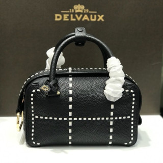 Delvaux 2019 Cool Box Leather Tote Shoulder Bag,22CM - 델보 2019 쿨 박스 레더 토트 숄더백,DVB0331,22CM,블랙