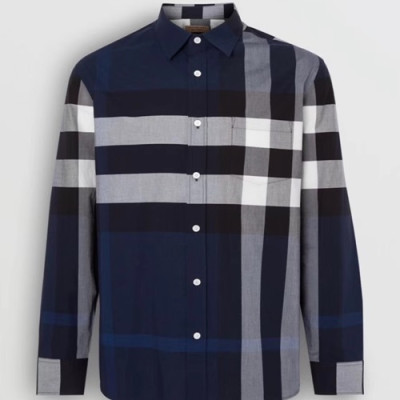 Burberry 2019 Mens Logo Slim Fit  Tshirt - 버버리 남성 로고 슬림핏 셔츠 BURST0196.Size(M-3XL), 네이비