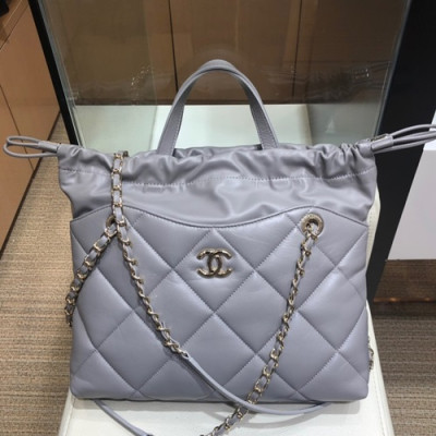 Chanel 2019 Leather Tote Shoulder Shopper Bag ,37CM - 샤넬 2019 레더 토트 숄더 쇼퍼백  CHAB1217,37CM,그레이