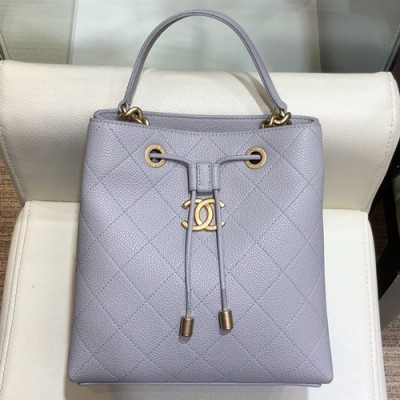 Chanel 2019 Leather Bucket Tote Shoulder Bag ,20CM - 샤넬 2019 레더 버킷 토트 숄더백  CHAB1229,20CM,그레이