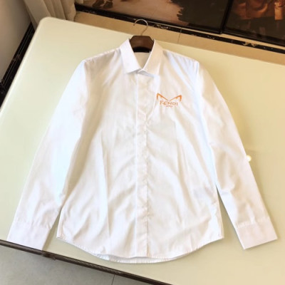 Fendi 2019 Mens Logo Slim Fit Cotton Tshirt - 펜디 남성 로고 슬림핏 코튼 셔츠 FENST0033.Size(38-42).컬러(화이트)