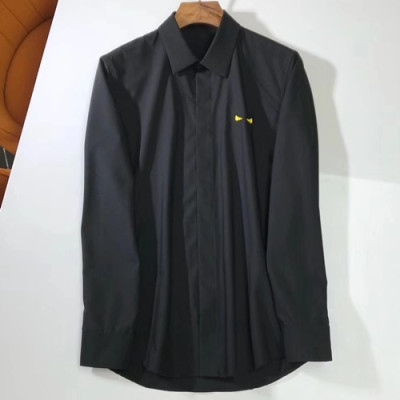 Fendi 2019 Mens Logo Slim Fit Cotton Tshirt - 펜디 남성 로고 슬림핏 코튼 셔츠 FENST0034.Size(38-42).컬러(블랙)