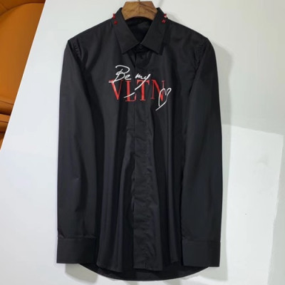 Valentino 2019 Mm/Wm Logo Slim Fit Cotton Short Sleeved Shirt - 발렌티노 남자 로고 슬림핏 고튼 셔츠 VALST0008.Size(38 -42).블랙