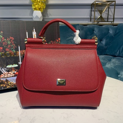 Dolce&Gabbana 2019 Leather Tote Shoulder Bag ,25CM - 돌체 앤 가바나 2019 레더 여성용 토트 숄더백 DGB0097,25cm,다크레드