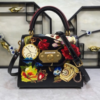 Dolce&Gabbana 2019 Leather Tote Shoulder Bag ,24CM - 돌체 앤 가바나 2019 레더 여성용 토트 숄더백 DGB0165,24cm,블랙