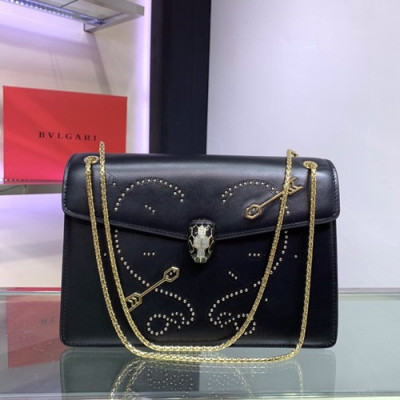 Bvlgari 2019 Serpenti Forever Chain Shoulder Bag,28CM - 불가리 2019 세르펜티 포에버 체인 숄더백,BVLB0145,28cm,블랙