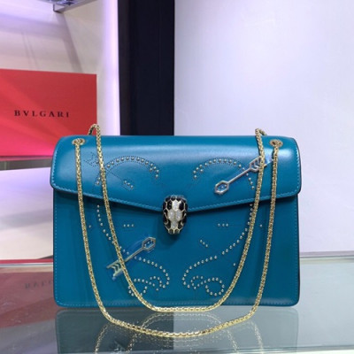 Bvlgari 2019 Serpenti Forever Chain Shoulder Bag,28CM - 불가리 2019 세르펜티 포에버 체인 숄더백,BVLB0147,28cm,블루