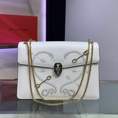 Bvlgari 2019 Serpenti Forever Chain Shoulder Bag,28CM - 불가리 2019 세르펜티 포에버 체인 숄더백,BVLB0149,28cm,화이트