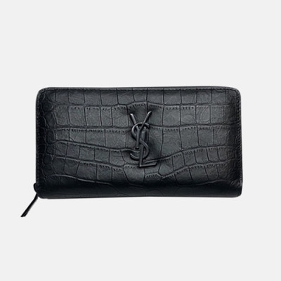 Saint Laurent 2019 Zip Round Wallet - 입생로랑 2019 남여공용 지퍼 라운드 장지갑 SLW0052.19cm,블랙