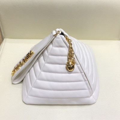 Chanel 2019 Leather Pouch Bag / Tote Bag,17.5CM - 샤넬 2019 레더 파우치백 / 토트백,CHAB1233,17.5CM,화이트