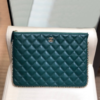 Chanel 2019 Leather Clutch Bag,28CM - 샤넬 2019 레더 클러치백,CHAB1238,28CM,그린