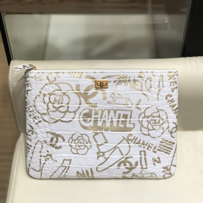 Chanel 2019 Leather Clutch Bag,28CM - 샤넬 2019 레더 클러치백,CHAB1241,28CM,화이트