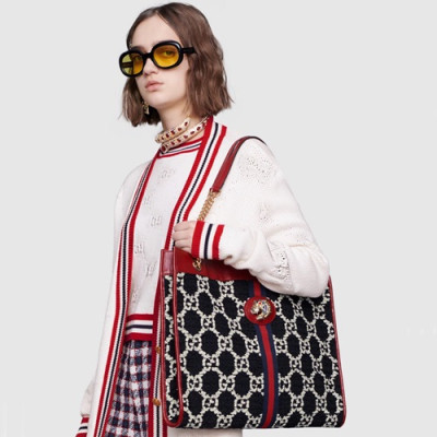 Gucci 2019 Rajah Women Wool & Leather Tote Shoulder Shopper Bag,45CM - 구찌 2019 라자 여성용 울&레더 토트 숄더 쇼퍼백  537219,GUB0819  ,45cm,블랙
