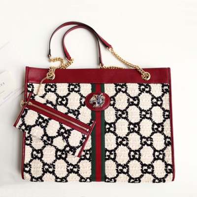 Gucci 2019 Rajah Women Wool & Leather Tote Shoulder Shopper Bag,45CM - 구찌 2019 라자 여성용 울&레더 토트 숄더 쇼퍼백  537219,GUB0820  ,45cm,화이트