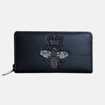 Dolce&Gabbana 2019 Leather Zip Round Wallet ,20CM - 돌체 앤 가바나 2019 레더 남여공용 지퍼 라운드 장지갑 DGW0004,20cm,블랙