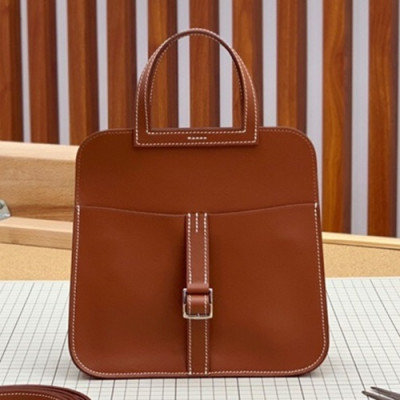 Hermes 2019 Halzan Leather Tote Shoulder Bag ,22cm - 에르메스 2019 할잔 레더 여성용 토트 숄더백 HERB0742,22cm,브라운
