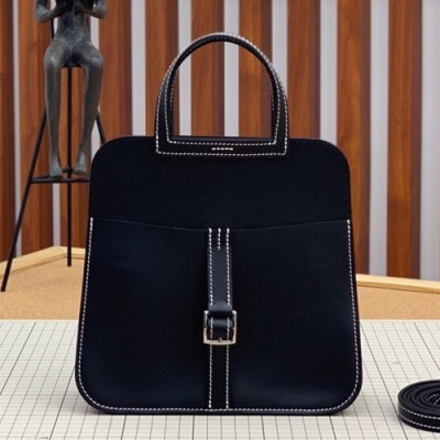 Hermes 2019 Halzan Leather Tote Shoulder Bag ,22cm - 에르메스 2019 할잔 레더 여성용 토트 숄더백 HERB0743,22cm,블랙
