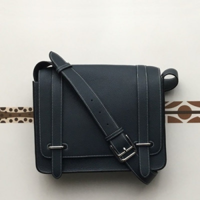 Hermes 2019 Steve Togo Leather Messenger Shoulder Bag ,28cm - 에르메스 2019 스티브 토고 레더 남여공용 메신저 숄더백 HERB0748,28cm,다크네이비