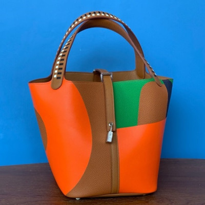 Hermes 2019 Picotin Lock Leather Tote Bag,22cm - 에르메스 2019 피코탄 락 레더 여성용 토트백 HERB0758, 22cm,브라운