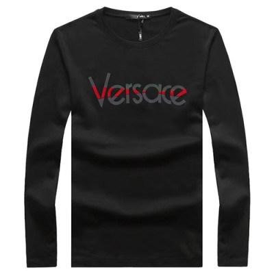 Versace 2019 Mens Cotton T-shirt - 베르사체 2019 남성 코튼 긴팔티셔츠 VERTS0035.Size(M- 3XL),블랙/화이트