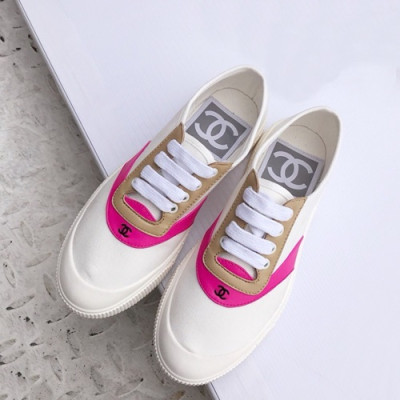 Chanel 2019 Ladies Canvas Sneakers - 샤넬 2019 여성용 캔버스 스니커즈 CHAS0022.Size(225 - 250).화이트+핑크
