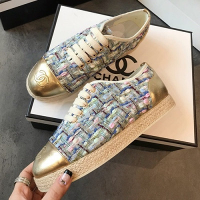 Chanel 2019 Ladies Tweed Sneakers - 샤넬 2019 여성용 트위드 스니커즈 CHAS0047.Size(225 - 250).골드+블루