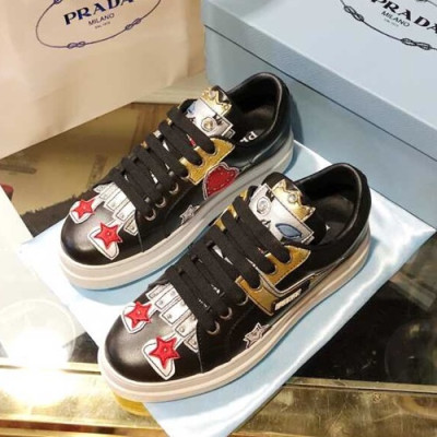 Prada 2019 Ladies Leather Sneakers - 프라다 2019 여성용 레더 스니커즈 PRAS0009.Size(225 - 250).블랙