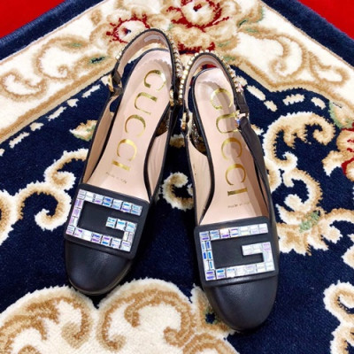 Gucci 2019 Ladies Leather Middle-heel Slingback - 구찌 2019 여성용 레더 미들힐 슬링백 GUCS0033.Size(225 - 250).블랙