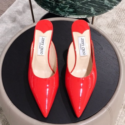 Jimmy-Choo 2019 Ladies Slipper Middle Heel - 지미츄 2019 여성용 슬리퍼 미들힐 JIMS0022.Size(225 - 245).레드