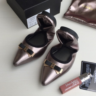 Chanel 2019 Ladies Ballet Flat Shoes - 샤넬 2019 여성용 발렛 플랫 슈즈 CHAS0074,Size(225 - 255).다크실버