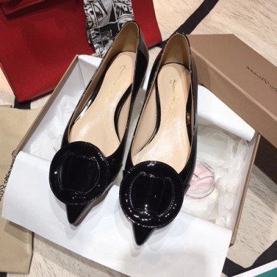 Gianvito Rossi 2019 Ladies Flat Shoes - 지안비토 로시 2019 여성용 레더 플랫 슈즈 GRS0007.Size(225 - 245).블랙