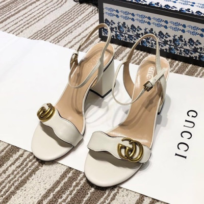 Gucci 2019 Ladies Leather  Middle-heel Sandal - 구찌 2019 여성용 레더 미들힐 샌들 GUCS0049.Size(225 -  250).화이트