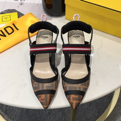 Fendi 2019 Vintage Ladies Middle Heel Sandal - 펜디 2019 빈티지 여성용 미들 힐 샌들 FENS0004,Size(225 -  250),브라운+블랙