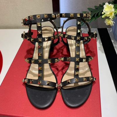Valentino 2019 Ladies Middle Heel Sandal - 발렌티노 2019 여성용 미들 힐 샌들, VTS0012,Size(225 - 255),블랙