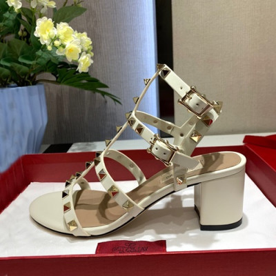 Valentino 2019 Ladies Middle Heel Sandal - 발렌티노 2019 여성용 미들 힐 샌들, VTS0016,Size(225 - 255),화이트