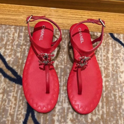 Chanel 2019 Ladies Leather Sandal - 샤넬 2019 여성용 레더 샌들 CHAS0109.Size(225 - 255).레드