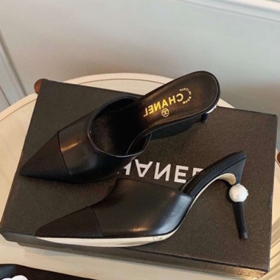 Chanel 2019 Ladies High Heel Slipper - 샤넬 2019 여성용 하이힐 슬리퍼,CHAS0116.Size(225 - 245).블랙