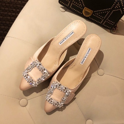 Monolo Blahnik 2019 Ladies Silk Middle Heel Slipper - 마놀로 블라닉 2019 여성용 실크 미들힐 슬리퍼,MONS0001.Size(220 - 250).베이지