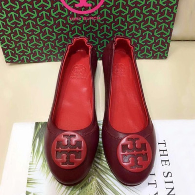 Tory  Burch 2019 Ladies Initial Logo Leather Ballet Flat Shoes - 토리버치 2019 여성용 이니셜 로고 레더 발렛 플랫 슈즈 TBS0009,Size(220 - 255),레드