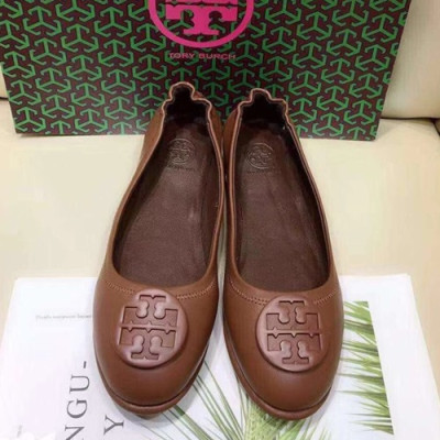 Tory  Burch 2019 Ladies Initial Logo Leather Ballet Flat Shoes - 토리버치 2019 여성용 이니셜 로고 레더 발렛 플랫 슈즈 TBS0016,Size(220 - 255),브라운