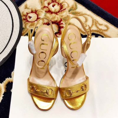 Gucci 2019 Ladies Leather High Heel Sandal - 구찌 2019 여성용 레더 하이힐 샌들, GUCS0088.Size(225 -  245).옐로우골드