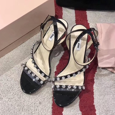 Miumiu 2019 Ladies High Heel Sandal - 미우미우 2019 여성용 하이힐 샌들 MIUS0016.Size(225 - 250).블랙