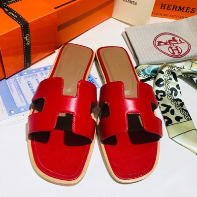 Hermes 2019 Ladies Oasis Leather Slipper - 에르메스 2019 여성용 오아시스 레더 슬리퍼 HERS0033,Size(225 - 245).레드