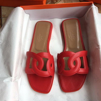 Hermes 2019 Ladies Leather Slipper - 에르메스 2019 여성용 레더 슬리퍼 HERS0047,Size(225 - 250).레드